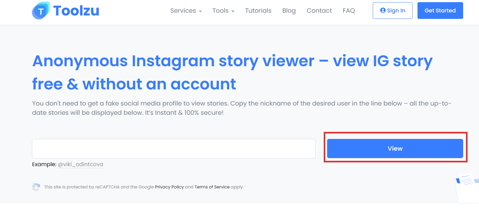 view stories in Toolzu Insta story viewer