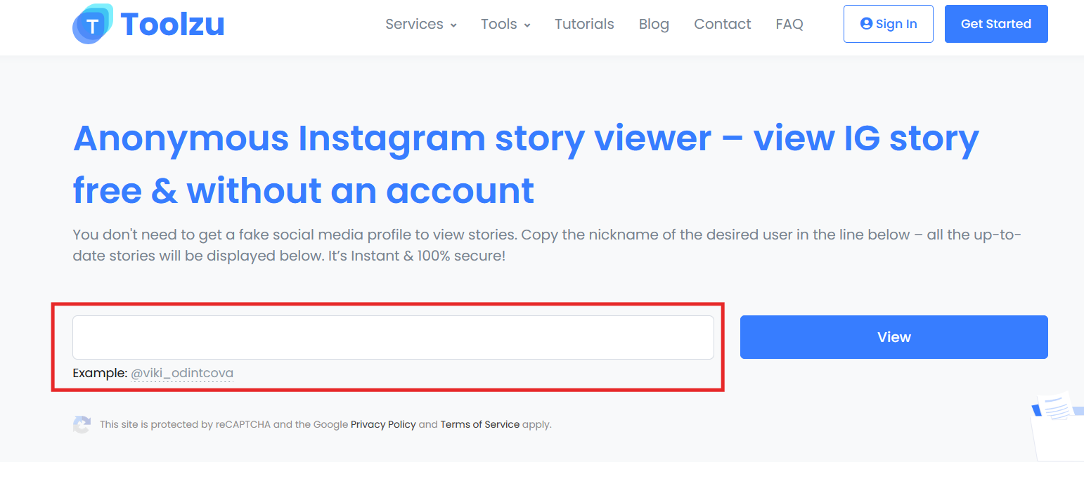 Toolzu Insta story viewer
