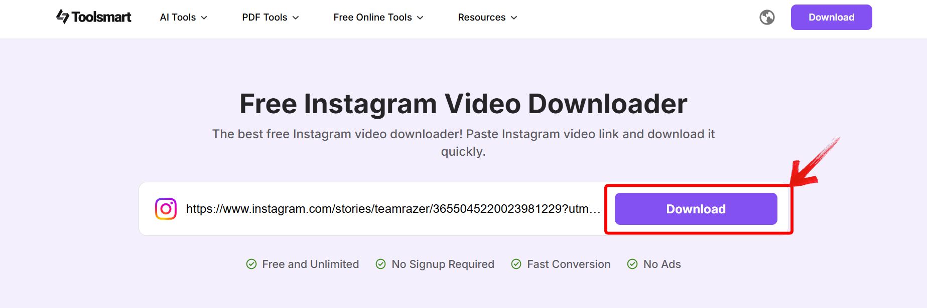 Toolsmart’s Instagram Video Downloader