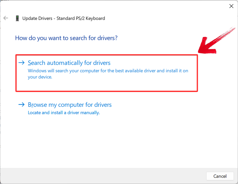 Search automatically for drivers
