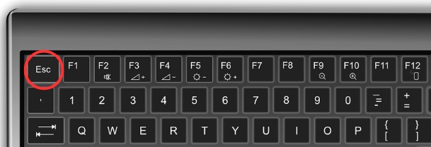 Press the Esc key to bring up the Startup Menu