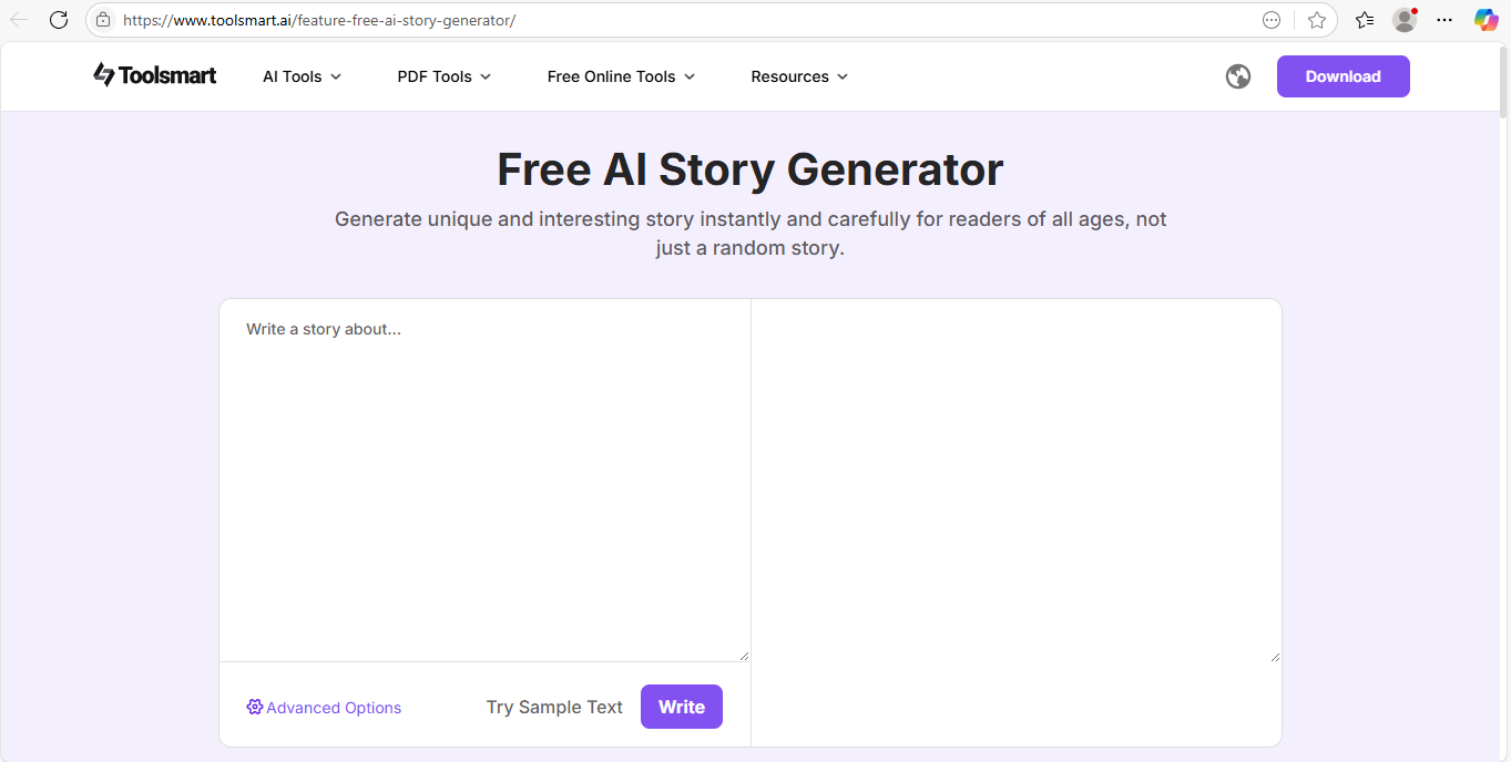 Toolsmart’s AI Story Generator
