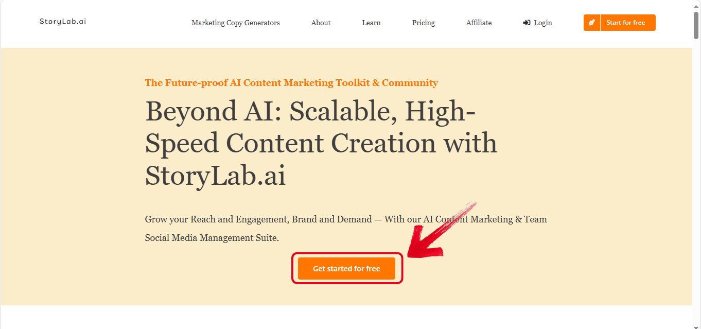 StoryLab.AI start button