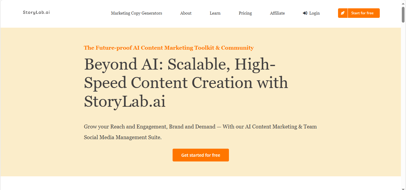 StoryLab.AI homepage