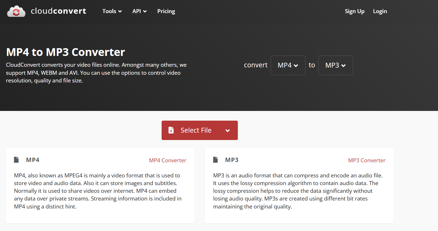 CloudConvert MP4 to MP3 Converter