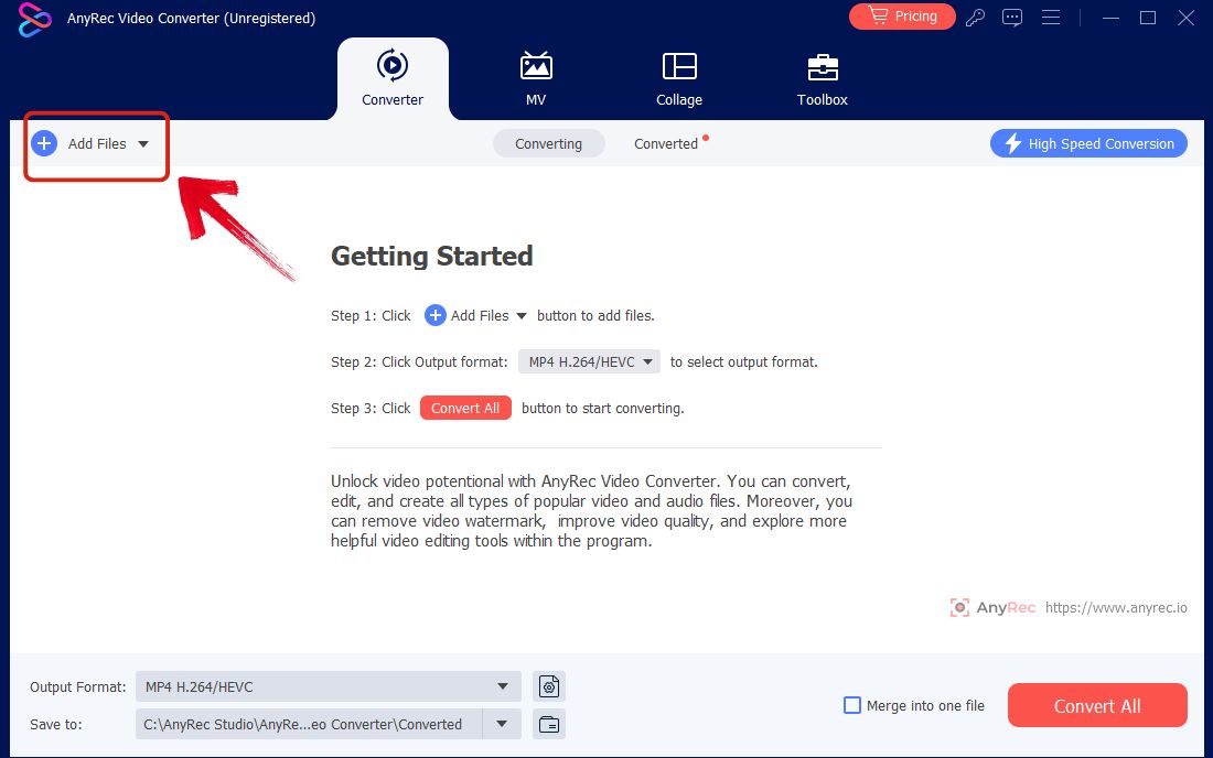 Add files button interface