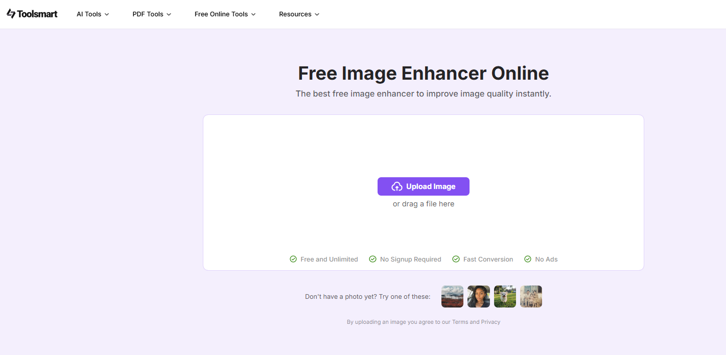 Head to Toolsmart Image Enhancer