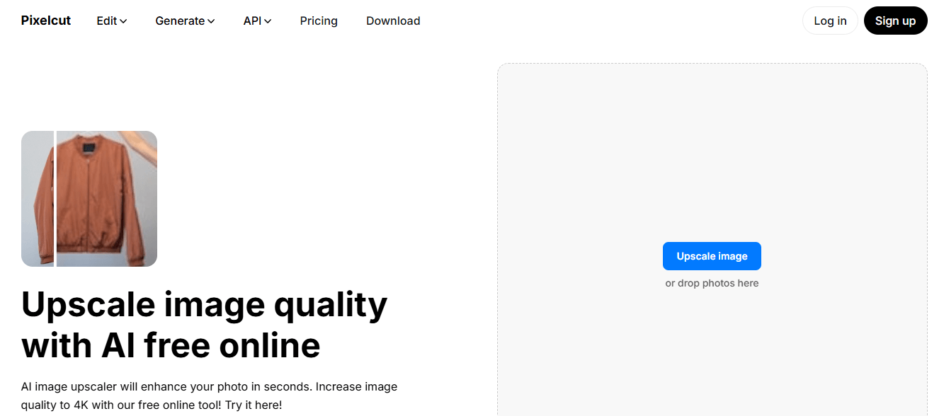 Go to Pixelcut Image Upscaler.