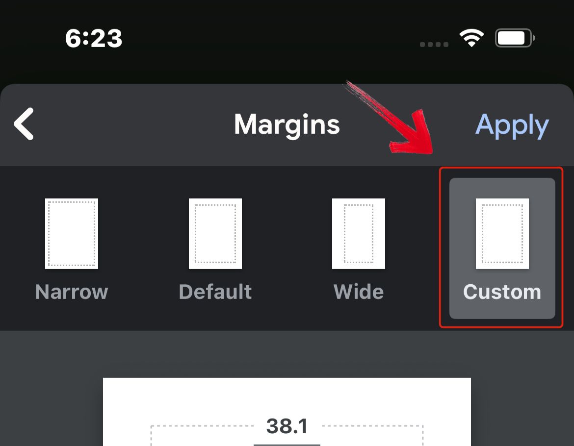 Select margin type