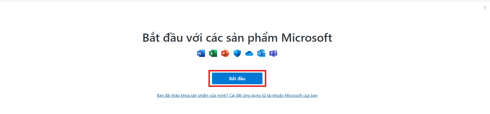 Trang cài đặt Microsoft Office