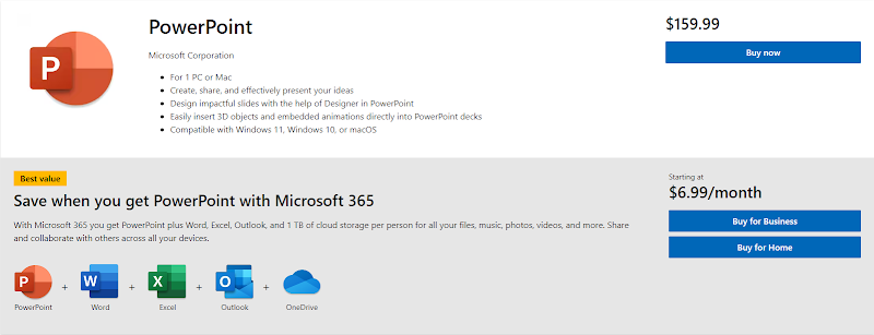 Microsoft PowerPoint-priser