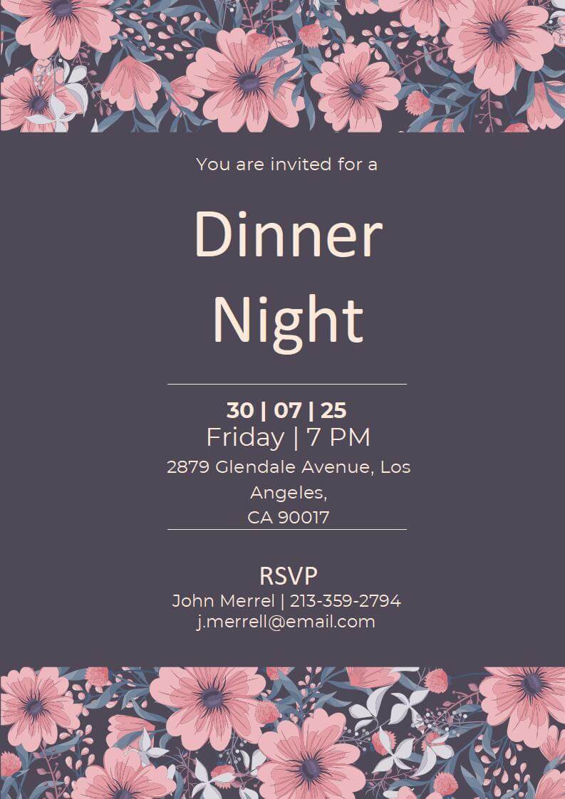 Light Violet Dinner Invitation Card