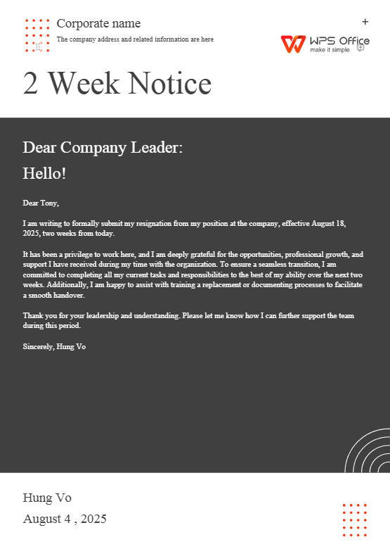  Grey Resignation Letter