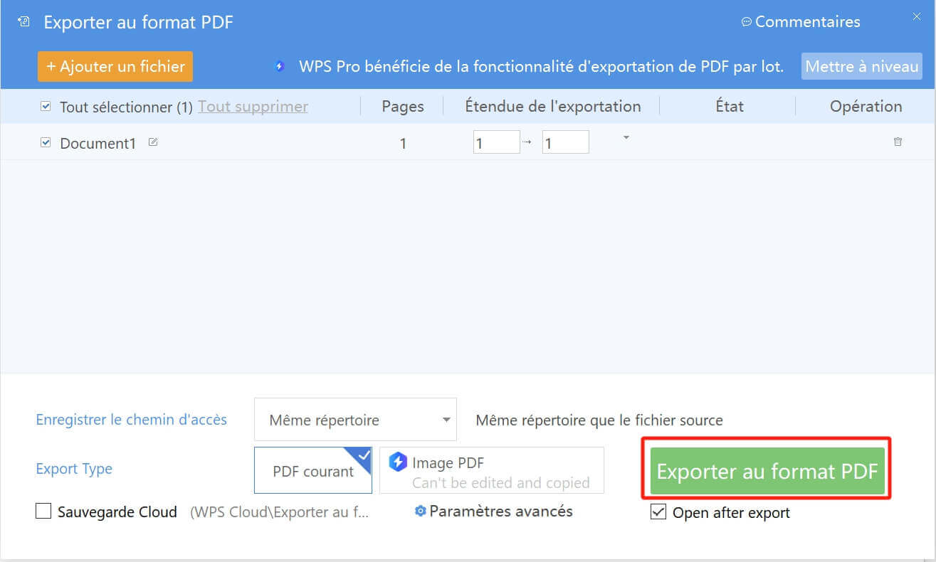 Exporter au format PDF