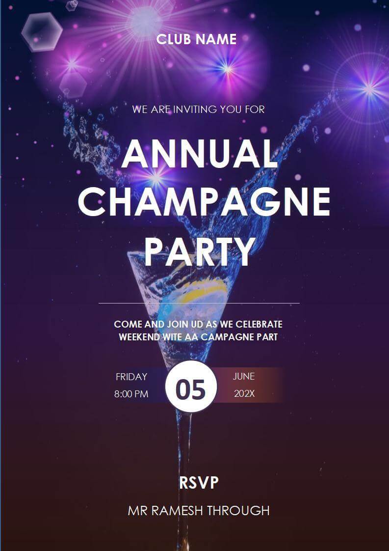 Annual Champagne Party Invitation Card