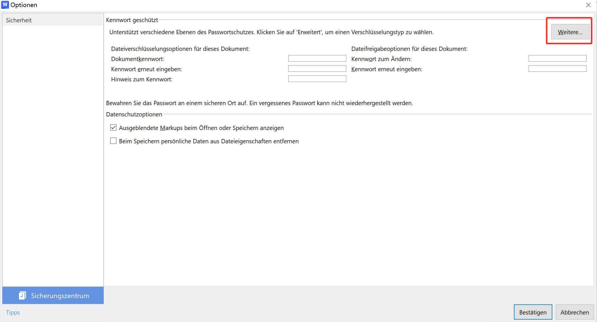  Erweiterte Verschlüsselung