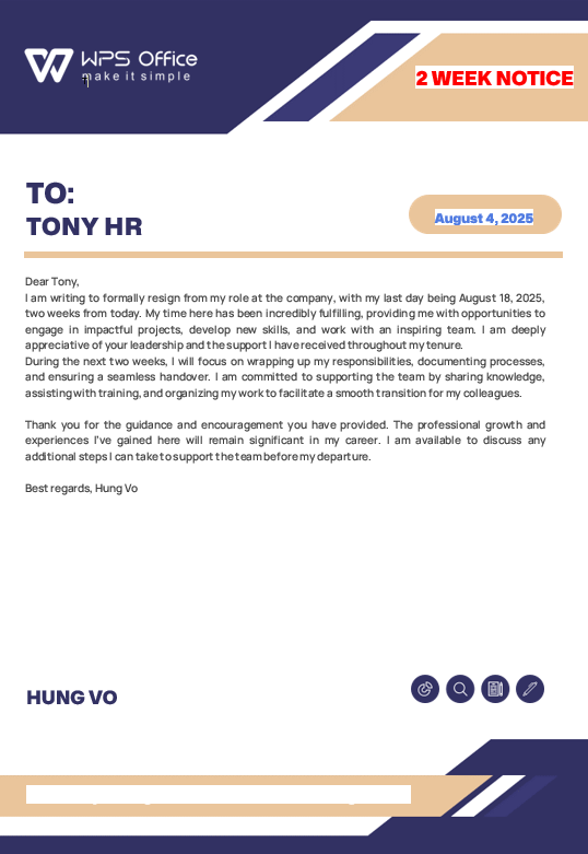 Blue Resignation Letter (Alternate)