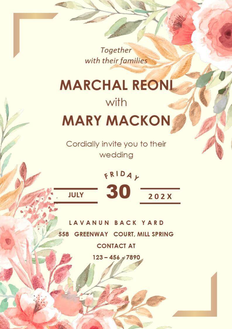 Yellow Wedding Invitation Card