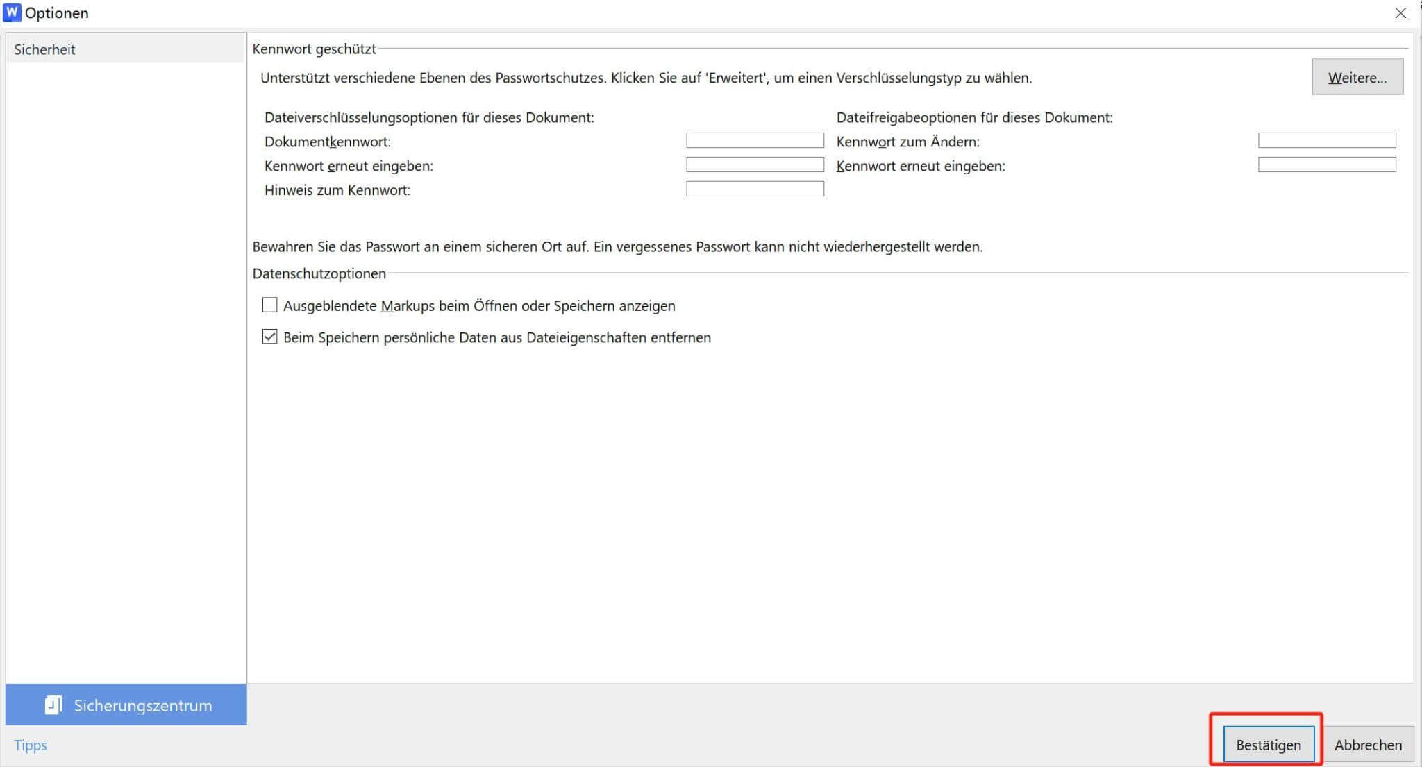  Dokument in WPS Office verschlüsseln