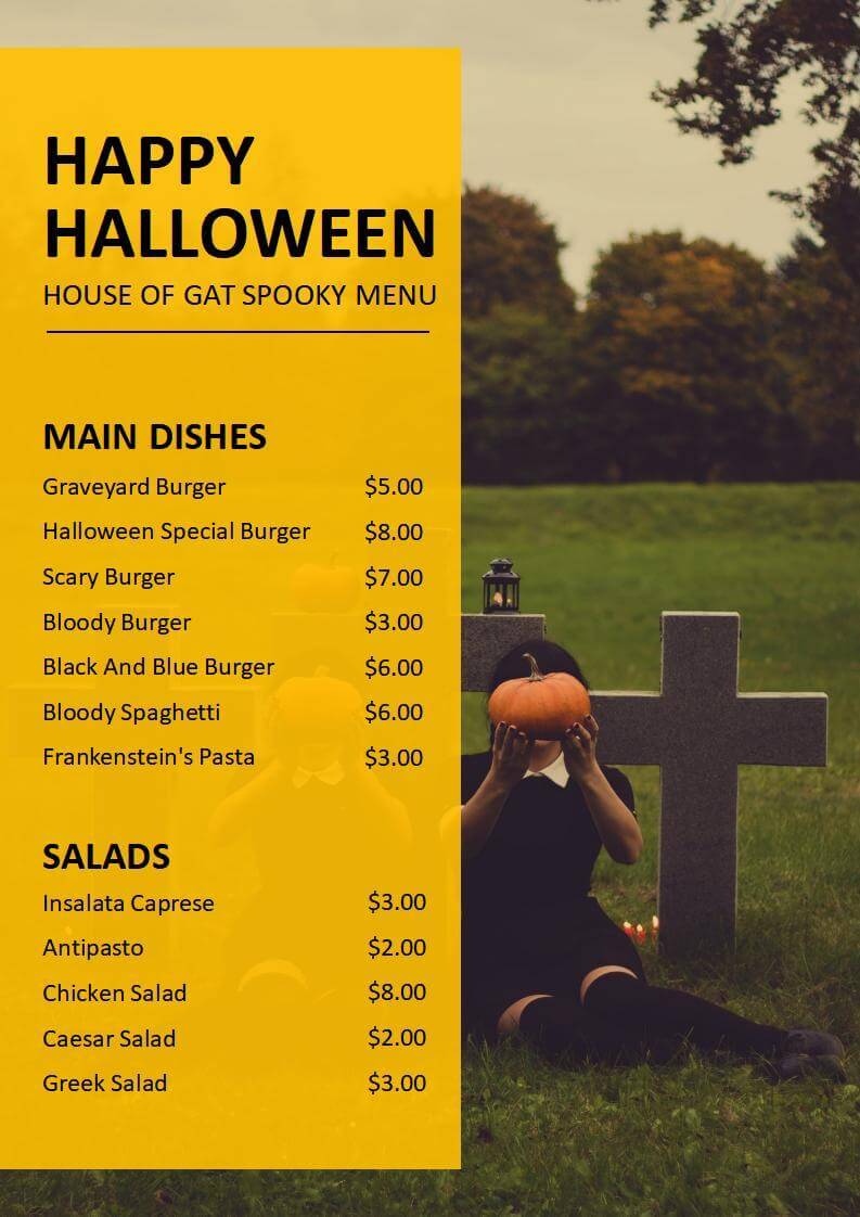 Black Orange Spider’s Web Halloween Menu