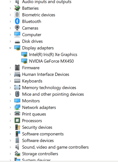 Expand Display adapters