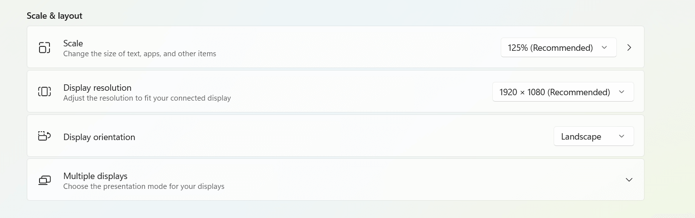 Choose Display resolution