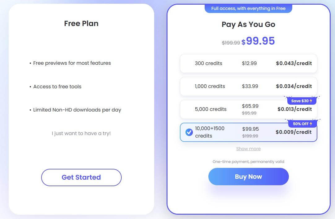Pay-as-you-go plan