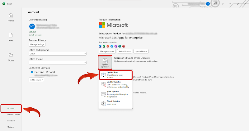Aktualizace Microsoft Office