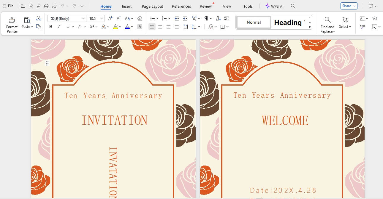 Opening the Template in WPS Writer