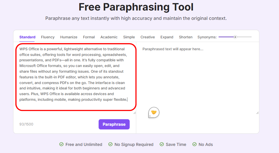 Paste text in the source box
