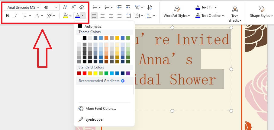 Choosing Font and Color
