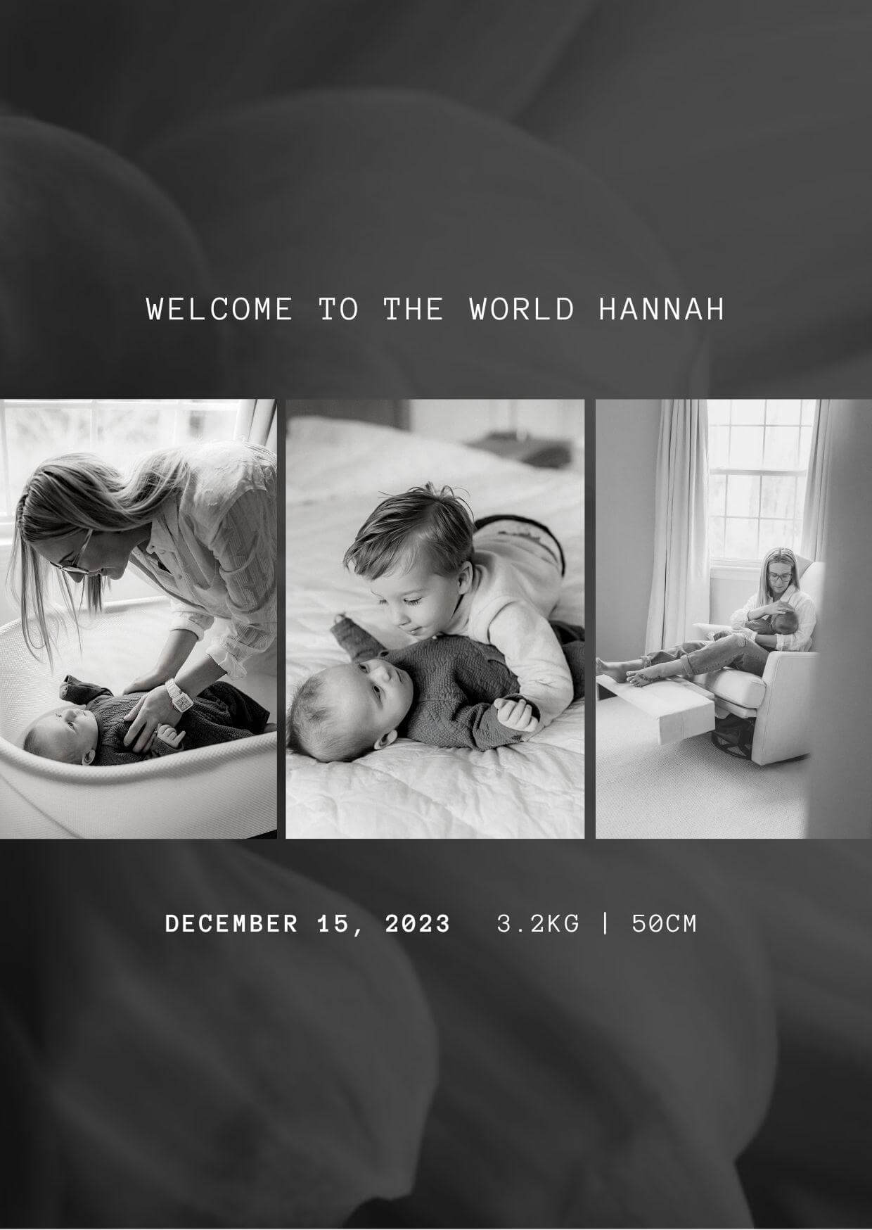 Black and White Simple Photo Birth Announcement Template