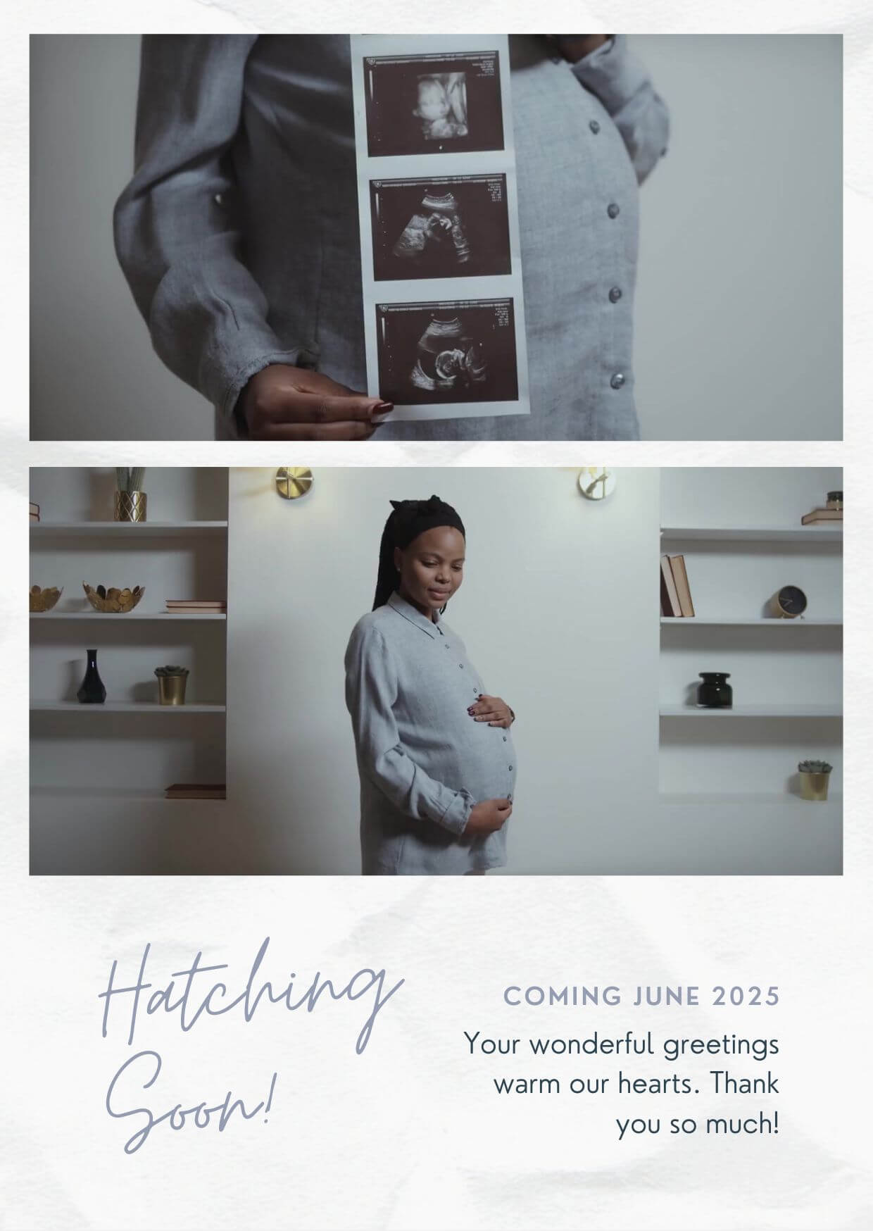 Cadet Gray Video-centric Animated Pregnancy Announcement Template