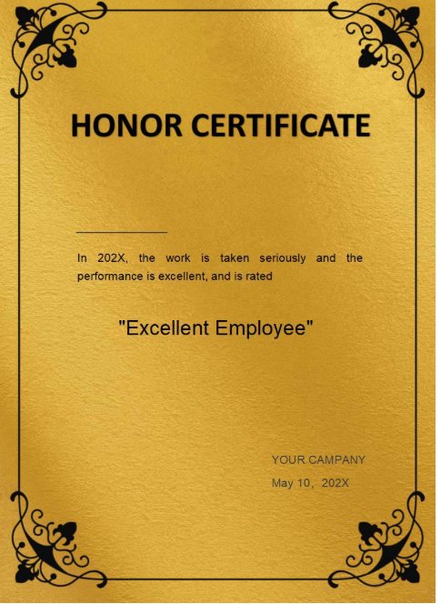 Honor certificate template