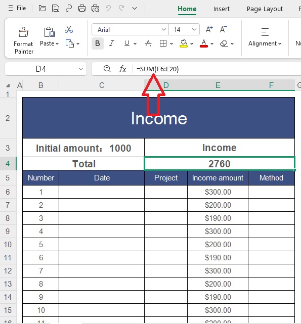 Entering the Built-in Formula