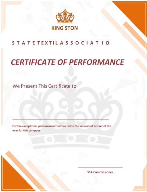 Performance certificate crown