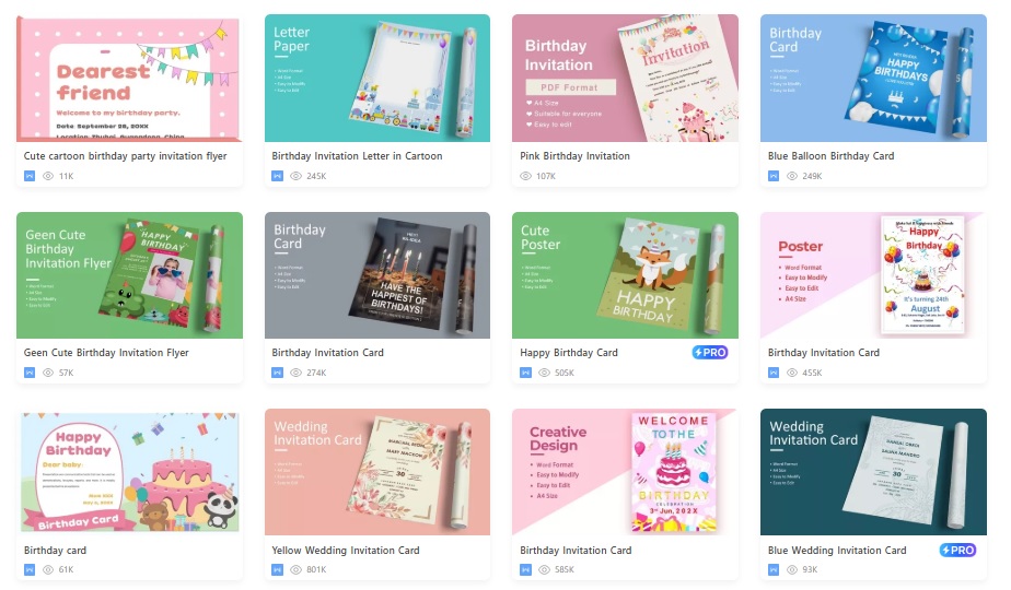 WPS Birthday Invitation Templates