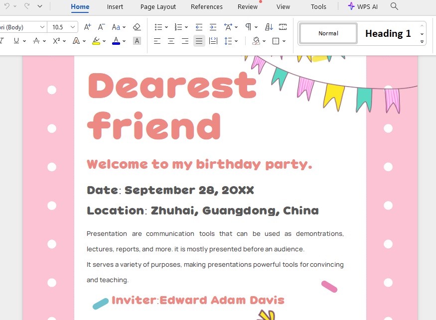 Open the Templates in WPS Writer