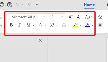 Font settings toolbar