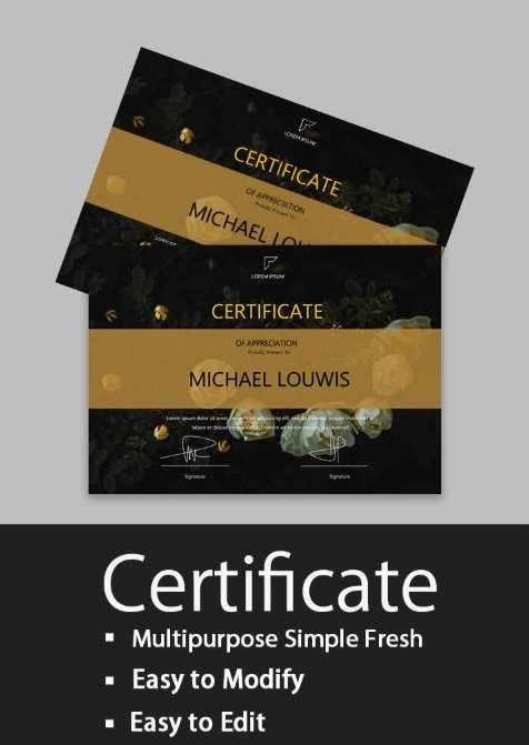 Gold floral certificate