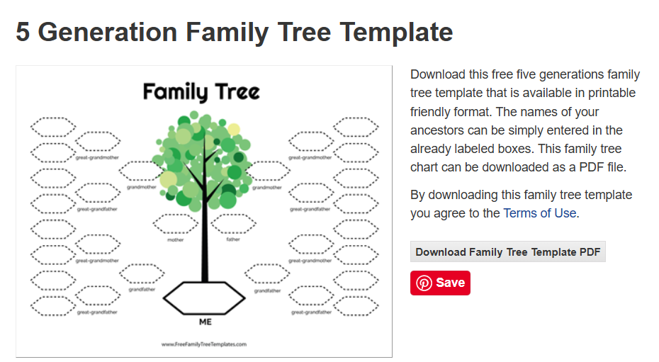 5 Generation Family Tree Template