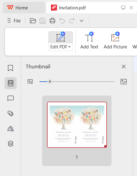 Click on “Edit” to insert names, dates, and photos