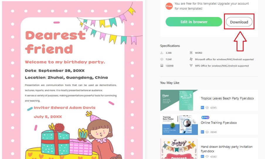 Downloading the Template