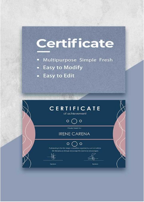 Modern blue certificate