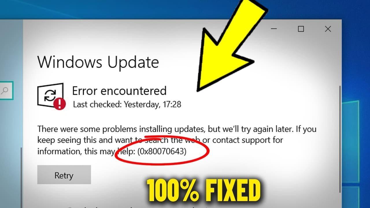 Windows Update -virhe 0x80070643 Syyt