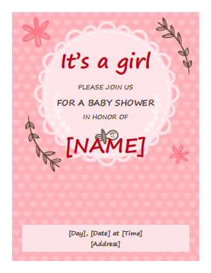 Baby Shower Invitation - Girl Template
