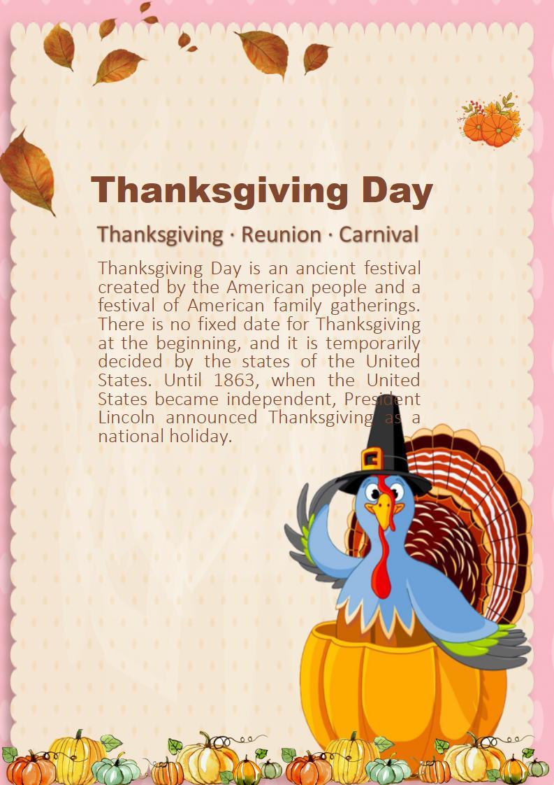 Warm Colorful Card For Thanksgiving Template