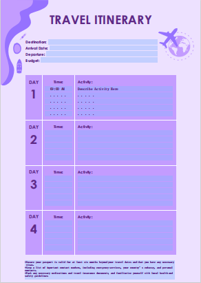 Blank Travel Itinerary Template [Word, Excel, PDF]