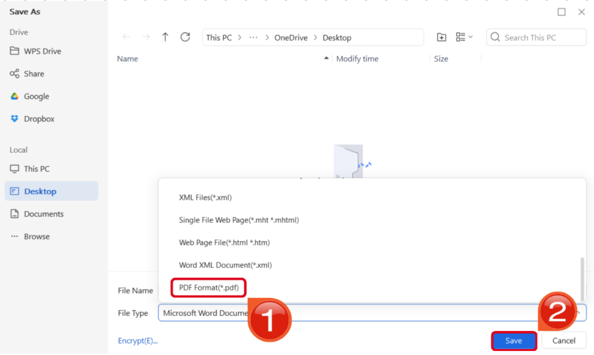 Save As Window WPS Office