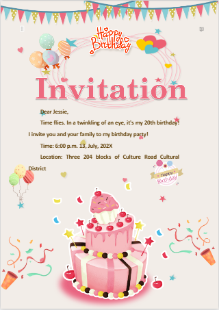 Warm Color Birthday Invitation Template